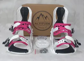 Alt-04pklxl Altitude Boardwerx Women Rider 4x4 Burton 3d Est Snowboard Bindings White/pink L/xl 10