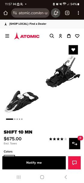 Atomic Ad5002066110 Shift Mnc 10 110mm Ski Binding - Black/white