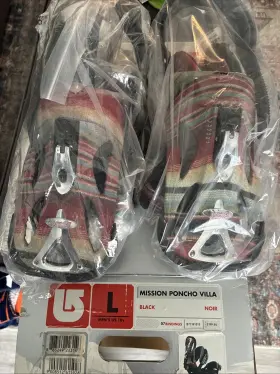 Burton 008512615928 Mission Poncho Villa Mens Snowboard Bindings Black Size Large 10 Nib