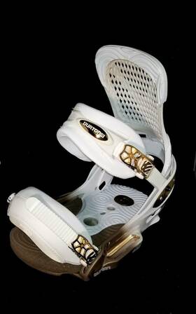 Burton 008512953679 New Est Snowboard Bindings Men L 10 W 11 White And Gold Forward Lean
