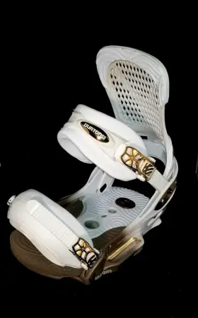 Burton 008512953679 New Est Snowboard Bindings Men L 10 W 11 White And Gold Forward Lean