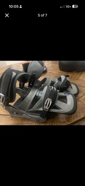 105421 Burton Custom Snowboard Bindings Gray Black M Adjustable Toe Ramp 3d
