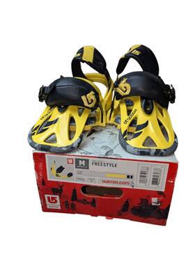Burton 109795 Freestyle Snowboard Bindings Yellow Black Size M Ankle Buckles