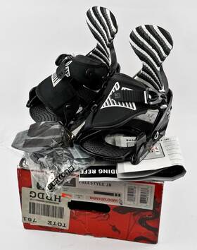 Burton 883660072767 New Freestyle Jr Snowboard Bindings Youth Us 2-6 Black White Nos