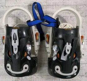 Mgt02 Burton Medium Snowboard Bindings White/black And Disc Plates Hardware Used