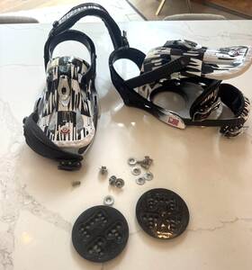 Burton P06101116 Andy Warhol Snowboard Bindings Black White Graphic Unidisk With Hardware