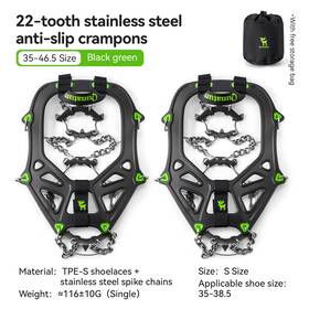 Qunature 600123 Crampons Ice Cleats Traction Snow Grips For Shoes Anti Slip 22 Spikes