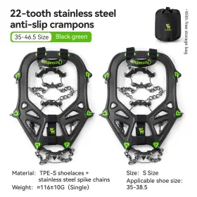 600123 Qunature Crampons Ice Cleats Traction Snow Grips For Shoes Anti Slip 22 Spikes