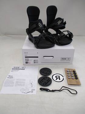Ride R2204011016 Mens 2025 C - 2 Snowboard Bindings Size Large Black And White