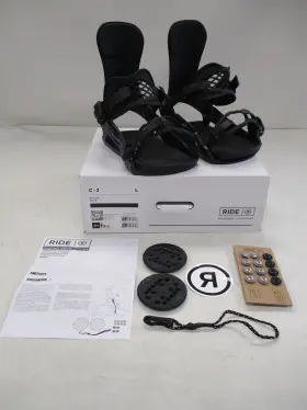R2204011016 Ride Mens 2025 C - 2 Snowboard Bindings Size Large Black And White