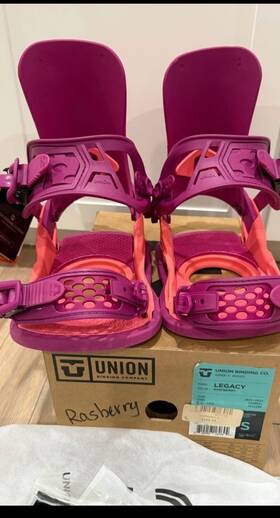 Union 2228531 New Women S Legacy Snowboard Bindings Size Raspberry/pink