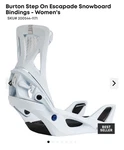 Burton Step Escapade Snowboard Bindings Women's Large White Used. Price: $230.00.