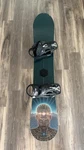 Burton Mission All-mountain Snowboard 162 Cm With Bindings Green Black Abstract Used. Price: $100.00.