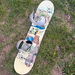 Flow Micron Mini 90 Kids Toddler Snowboard With Burton Bindings Blue White Used. Price: $175.00.