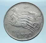 1961 Italy Silver 500 Lire Coin Italian Unification Rome Capital Chariot I77842 Ungraded. Price: $88.20.