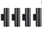 Lot Of 4 12-WATT Equivalent Indoor/outdoor Led Black Cylinder Wall Sconce 2700K Open. Price: $79.99.