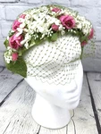 Vtg Womens Juliette Hat Cap Green White Pink Flowers Velvet Veil Union Usa 1950S Unspecified. Price: $34.99.
