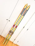 Vintage K2 255 Soft Skis W Marker M4-15 Multicolor Stripe Graphic Matching Bases Used. Price: $279.00.