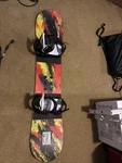 Burton Grom + Bindings 130CM Slightly Used New. Price: $200.00.