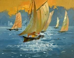 Oil Painting Sunset Colors The Sea Y. Suprunchuk Unframed Original NAAA4384 Used. Price: $364.32.