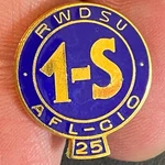 Rwdsu Afl Cio 1-S 25 Store Union Colored Enameled Lapel Pin 17MM Used. Price: $14.99.